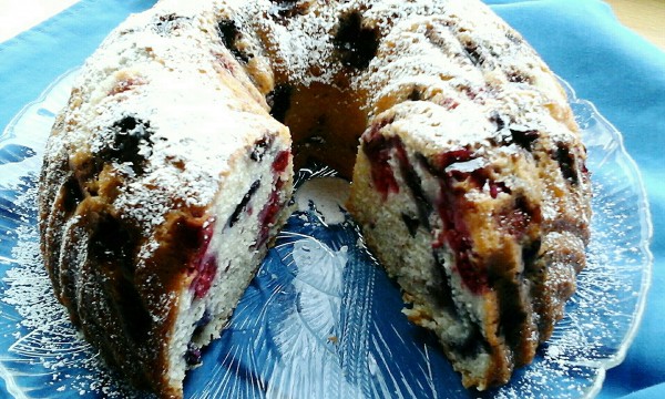 Double Berry Bundt Cake a red, white, and blue July 4th treat