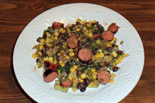 Okra Hash with Spicy Sausage