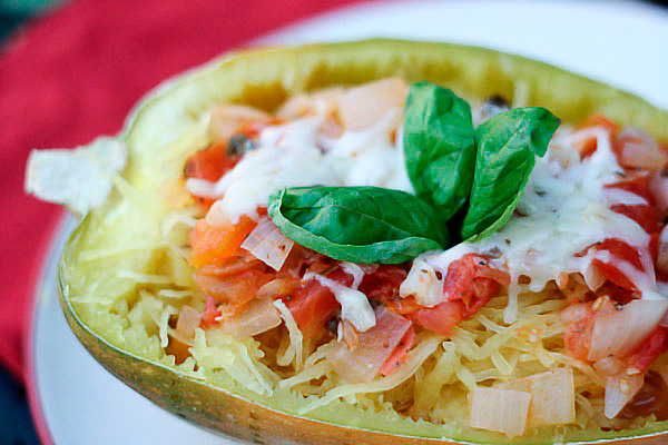 Spaghetti Squash with Stewed Tomatoes