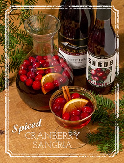 Spiced cranberry sangria combines local shrub, wine
